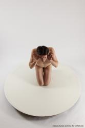 Nude Man White Kneeling poses - ALL Slim Short Brown Kneeling poses - on both knees Multi angles poses Realistic